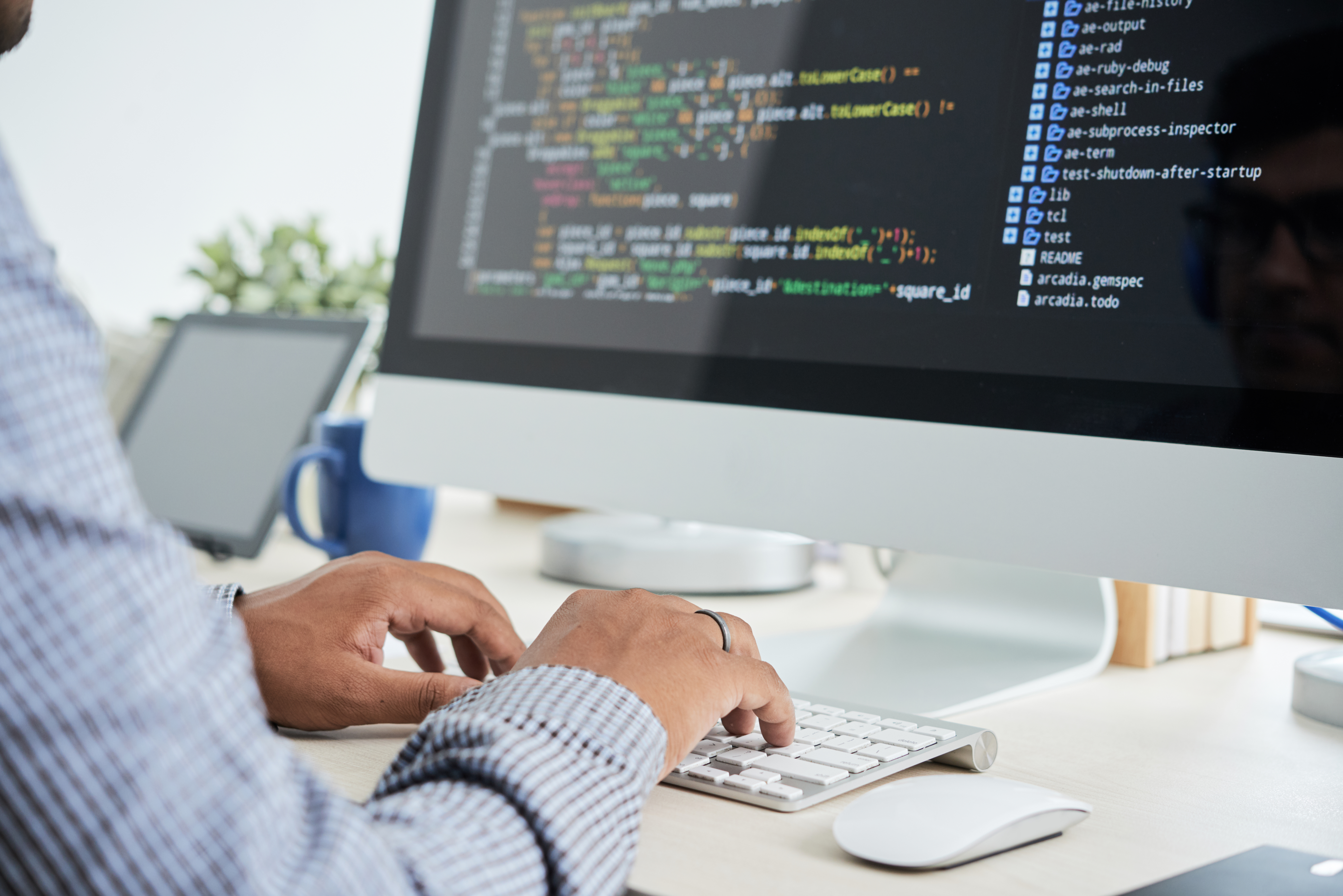 Black software developer coding